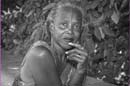 Senior woman with gray dreads